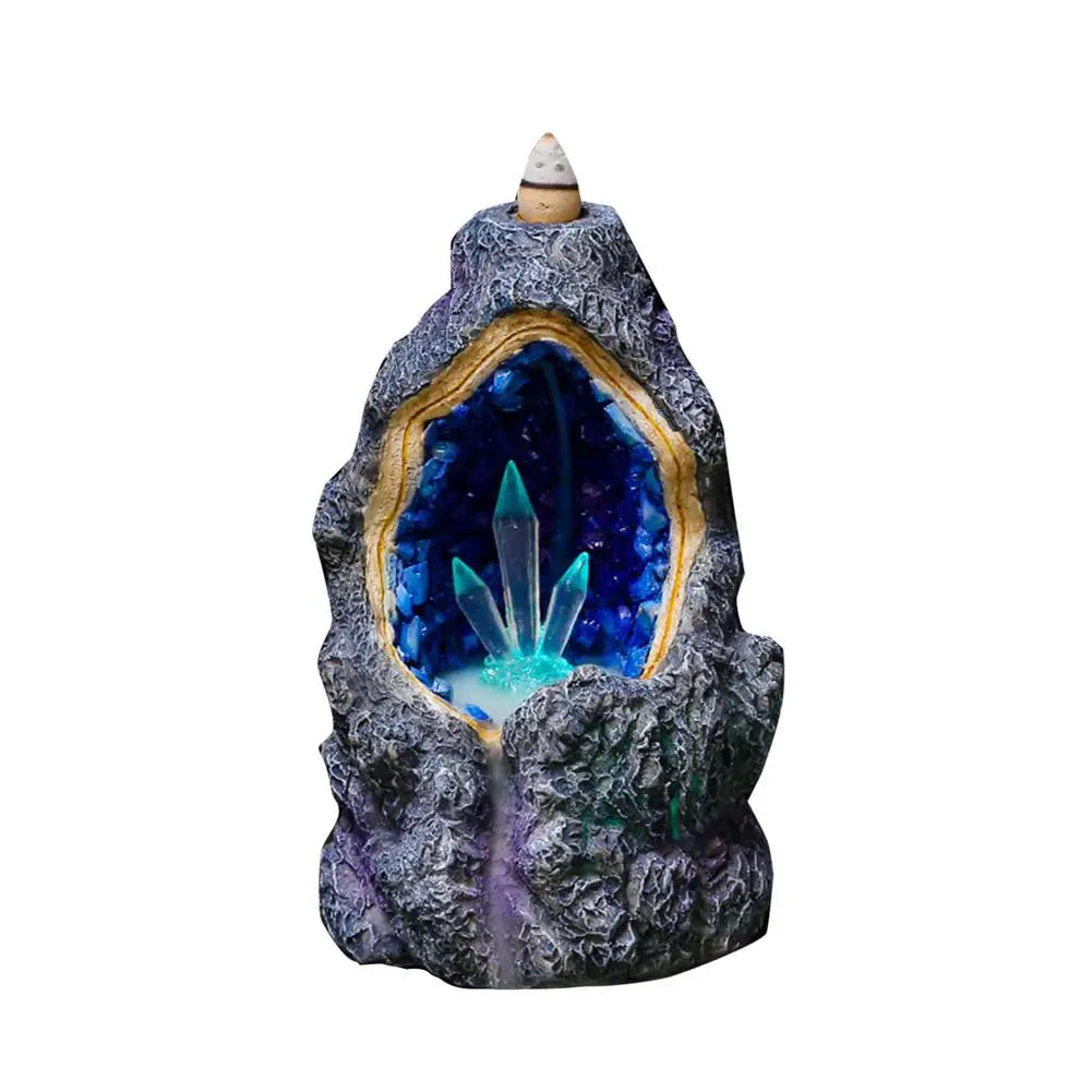 Crystal Cave Backflow Incense Burner with LED Light