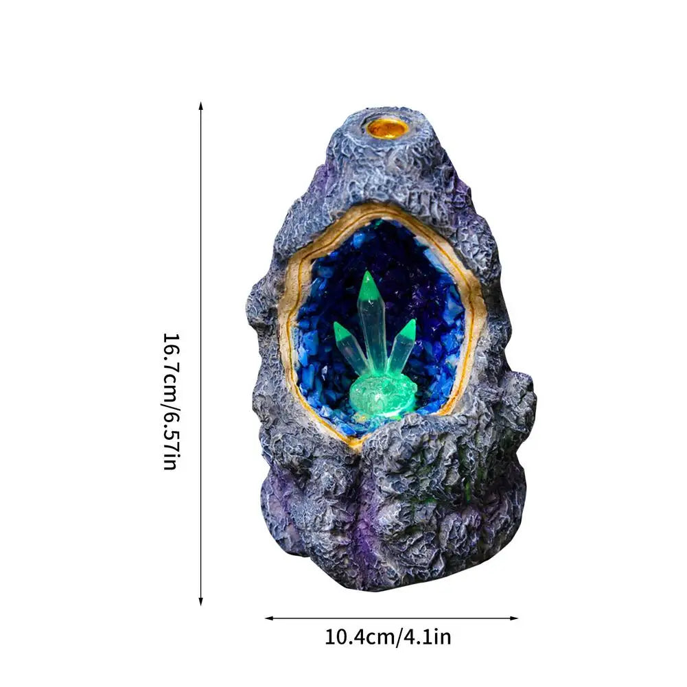 Crystal Cave Backflow Incense Burner with LED Light