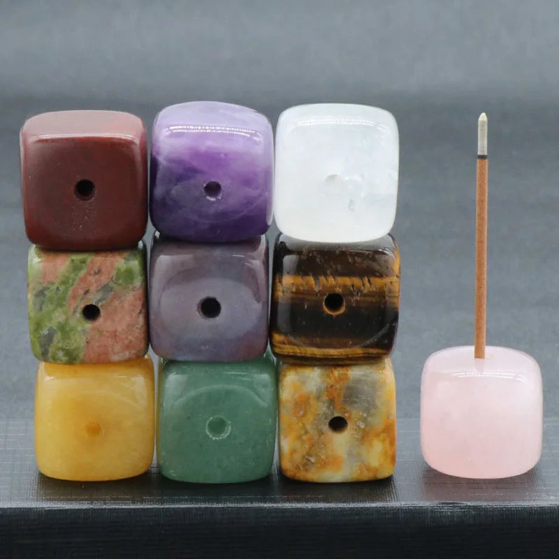 Square Natural Healing Stone Incense Stick Base Holder