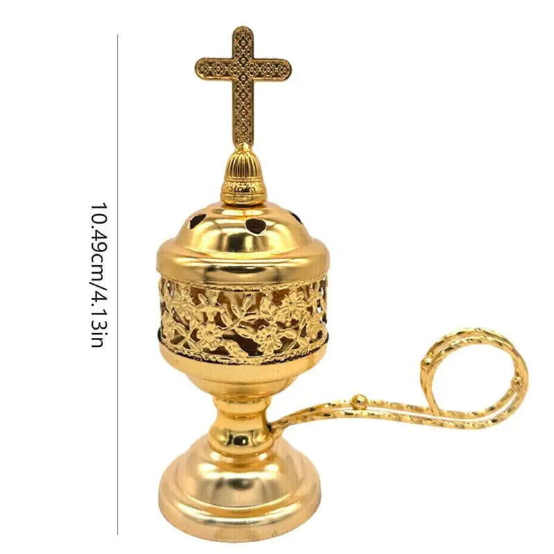 Vintage Catholic Incense Burner With Cross