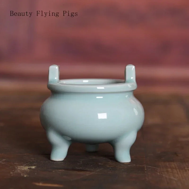 Three Legged Ceramic Temple Incense Burner