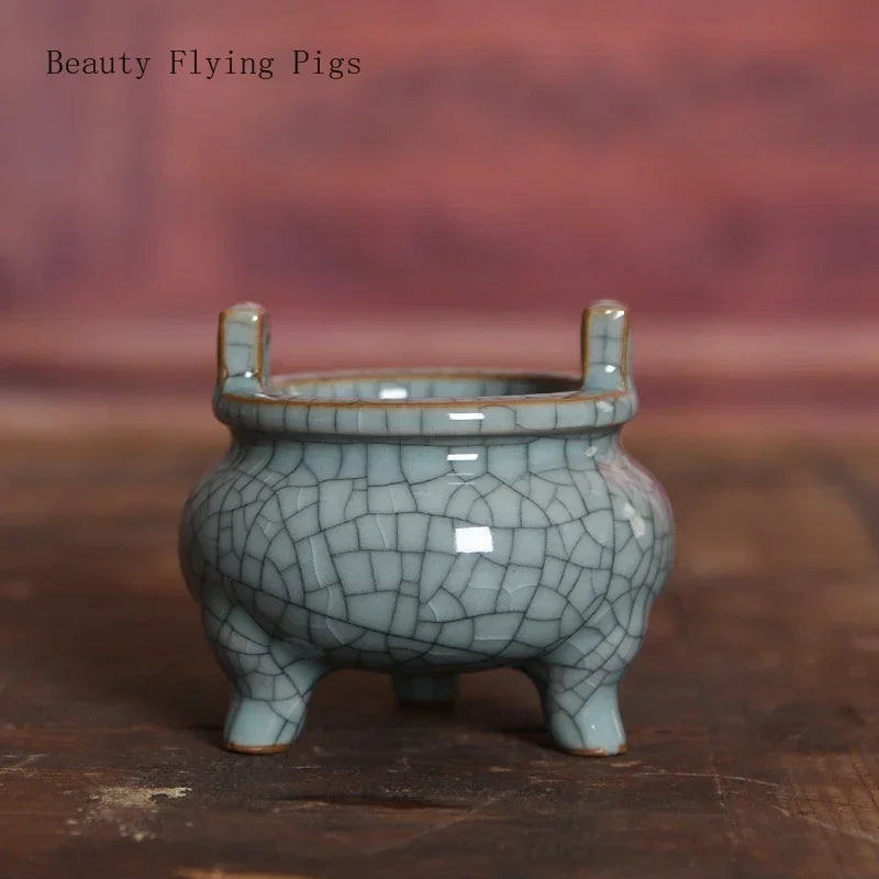 Three Legged Ceramic Temple Incense Burner