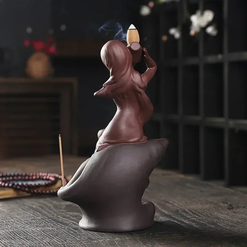 Woman Bathing on a Conch Shell Backflow Incense Burner