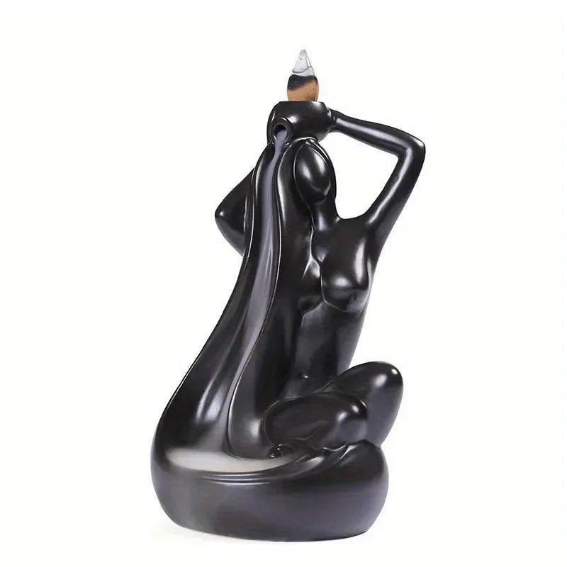 Woman Bathing Ceramic Backflow Incense Burner