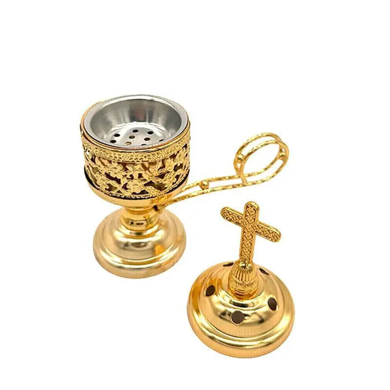 Vintage Catholic Incense Burner With Cross