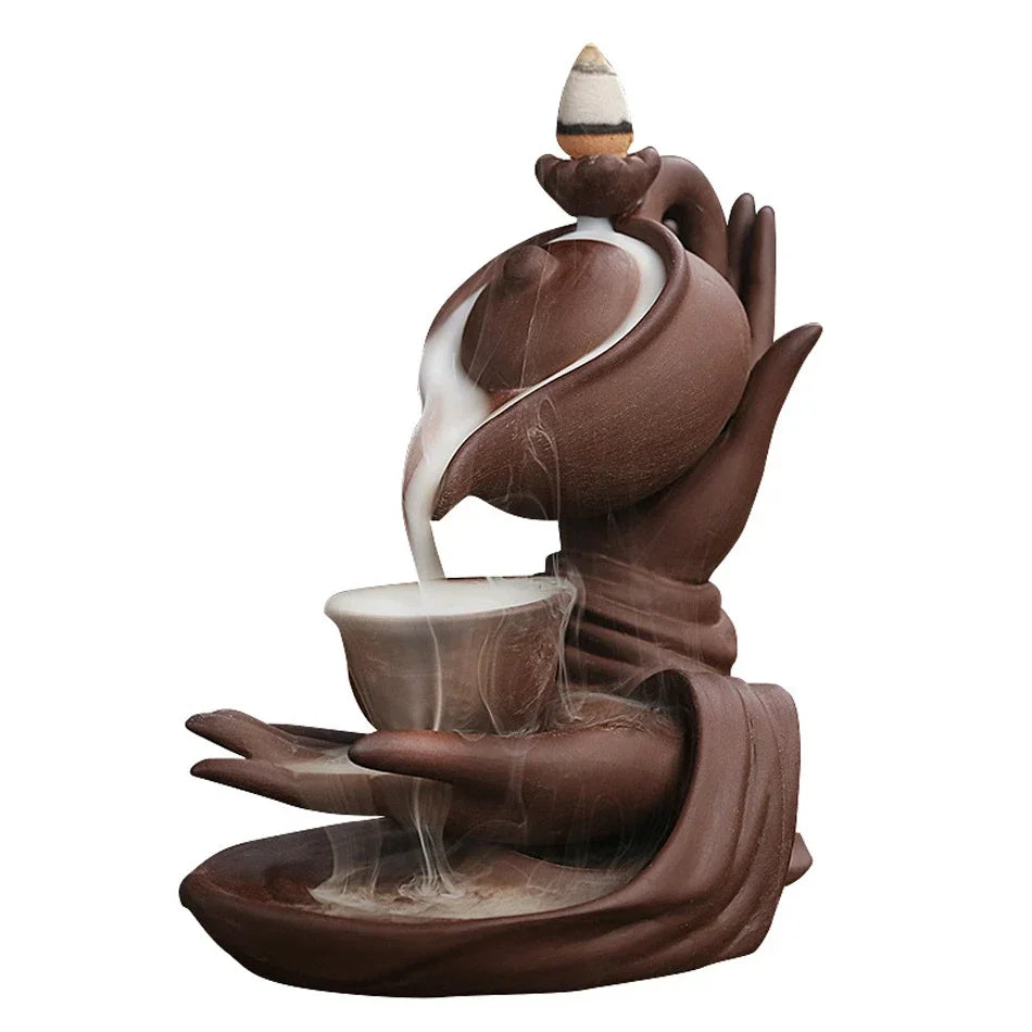 Buddha Hand Lotus Tea Ceremony Backflow Incense Burner