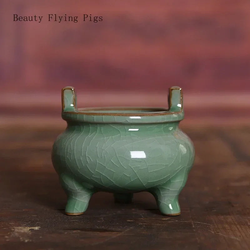 Three Legged Ceramic Temple Incense Burner