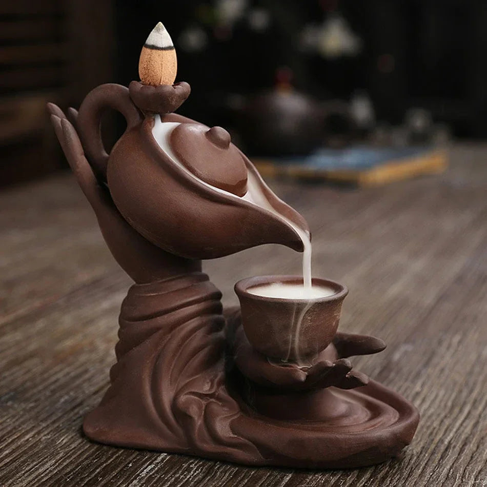 Buddha Hand Lotus Tea Ceremony Backflow Incense Burner