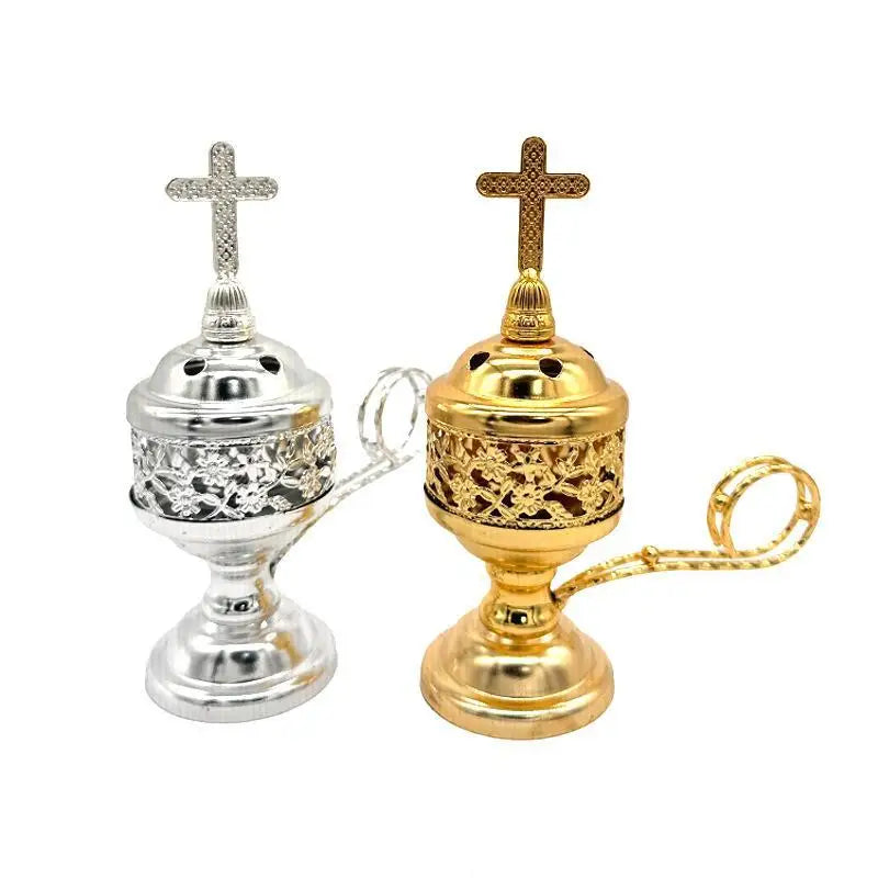 Vintage Catholic Incense Burner With Cross