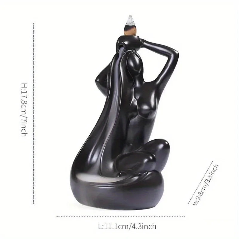 Woman Bathing Ceramic Backflow Incense Burner